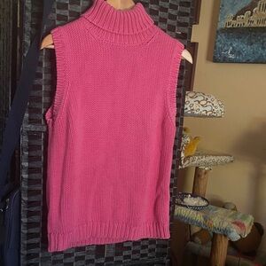 Lauren Ralph Lauren Pink Sleeveless Turtleneck Sweater
